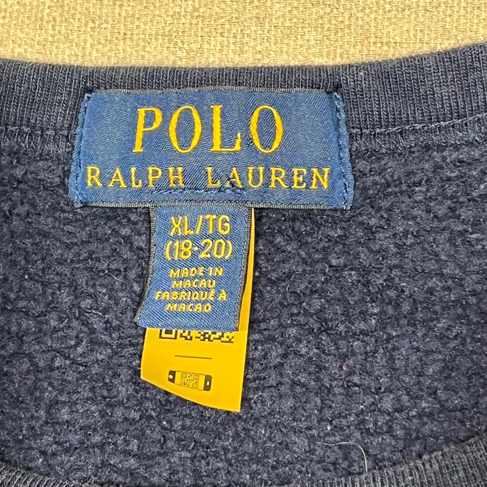 Polo Ralph Lauren‎ Kids Navy Blue Graphic Logo Sweatshirt Size XL TG 18 20 - Picture 4 of 7